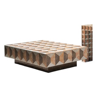 Salmon Fossil Stone Coffee Table - Milano by Oggetti For Sale