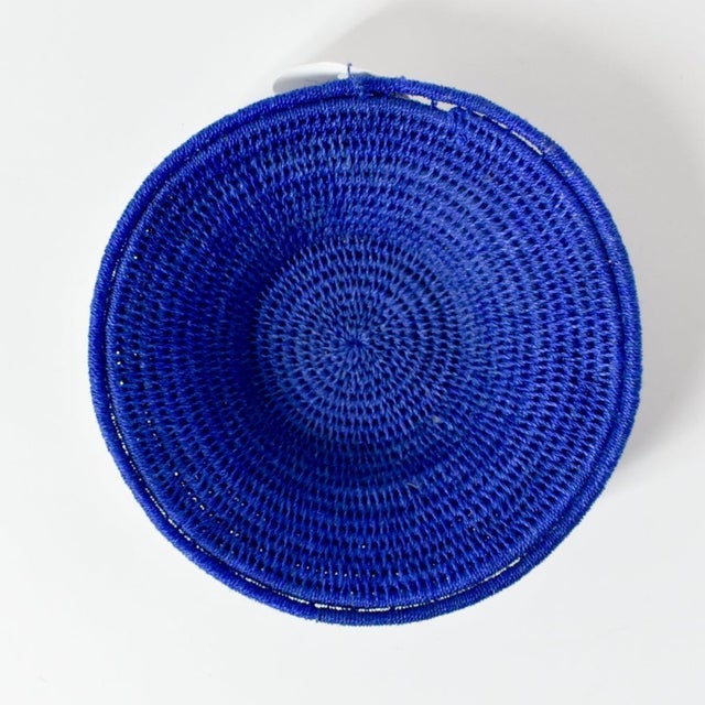 Early 20th Century Sisal Handwoven Blue Basket Eswatini 6inch For Sale In Denver - Image 6 of 8
