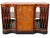 A striking vintage Art Deco style bar cabinet combining elegant curves, richly figured wood, decorative brass-tone...