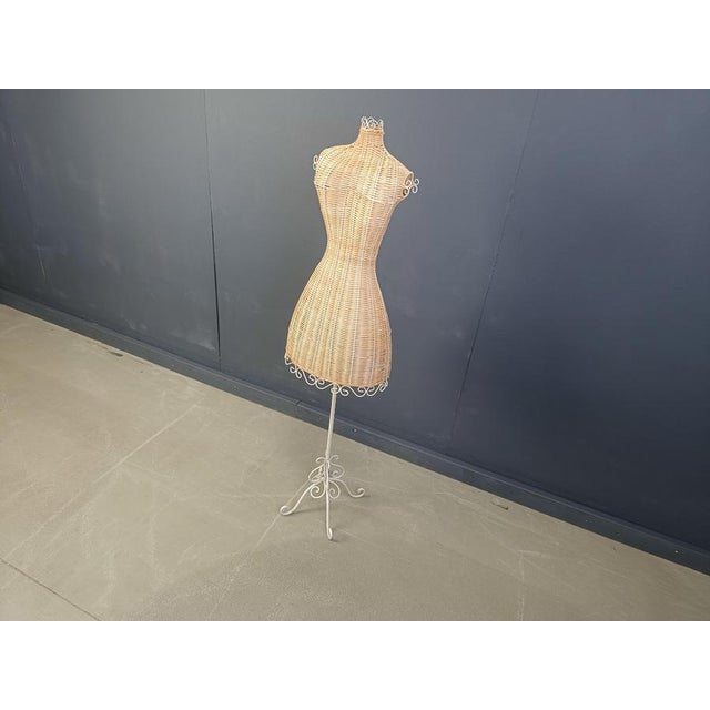 Vintage Wicker Mannequin with Wrought Iron Base, 1960s For Sale - Image 9 of 12