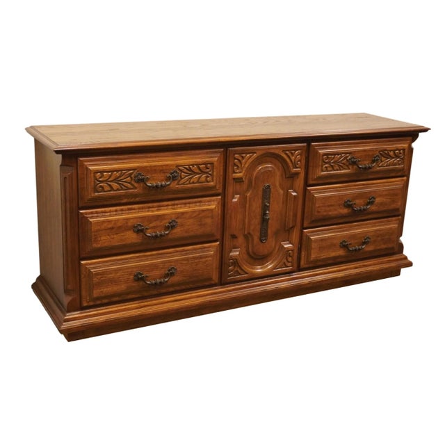 SUMTER CABINET Solid Oak Italian Mediterranean Style 74" Triple Door Dresser 32.25" High 74.25" Wide 19.25" Deep We...