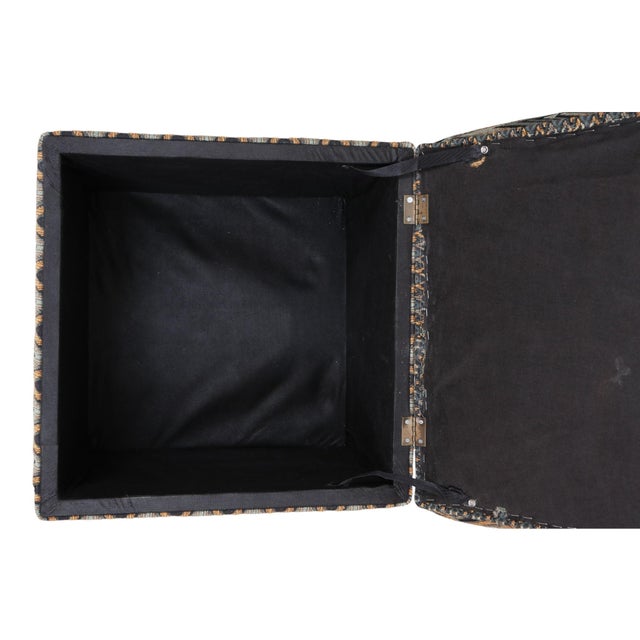 Wood Upholstered Cube Storage Ottomans, a Pair For Sale - Image 7 of 7