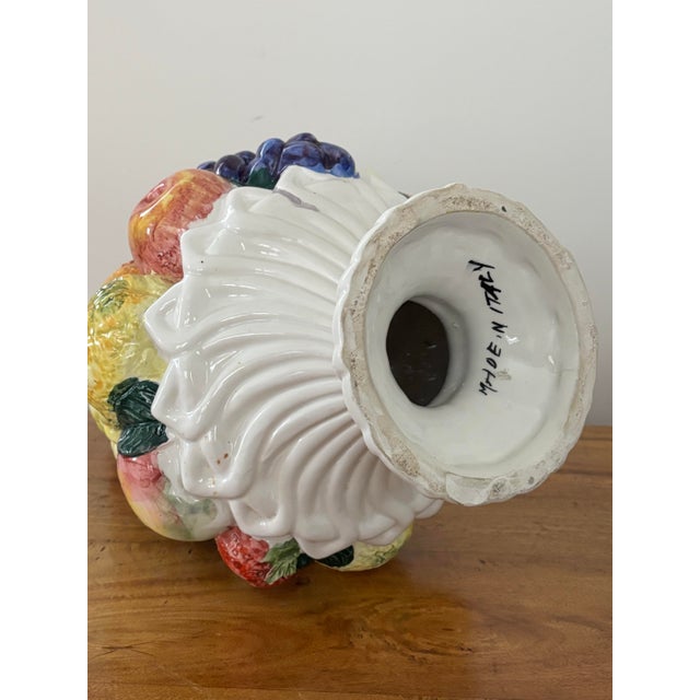 Large Hand Painted Italian Pottery Fruit Topiary Centerpiece For Sale - Image 10 of 12