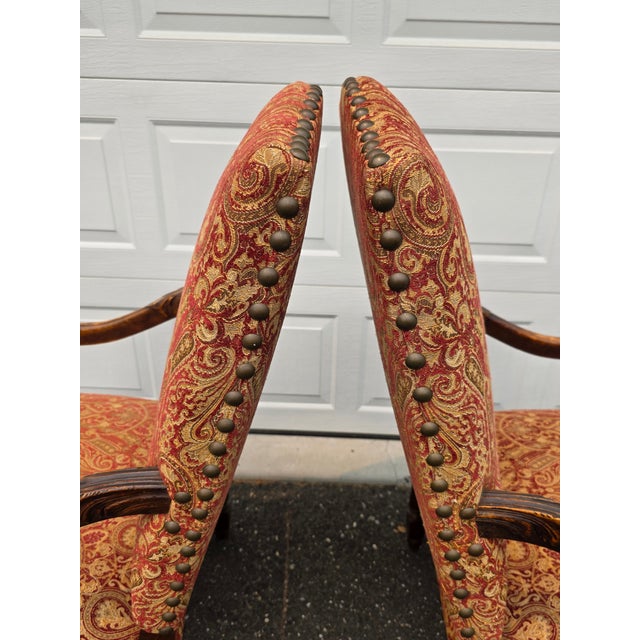 Late 19th C. Danish Louis XIV Throne Style Chairs- A Pair For Sale - Image 4 of 13
