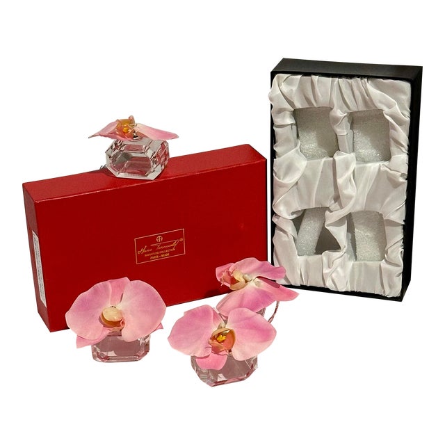 Pink Orchid Napkin Rings by Hans Turnwald- Set of 4 For Sale