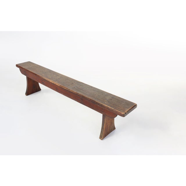 Rustic French Brown Oak Wooden Bench, 1900s For Sale - Image 10 of 12