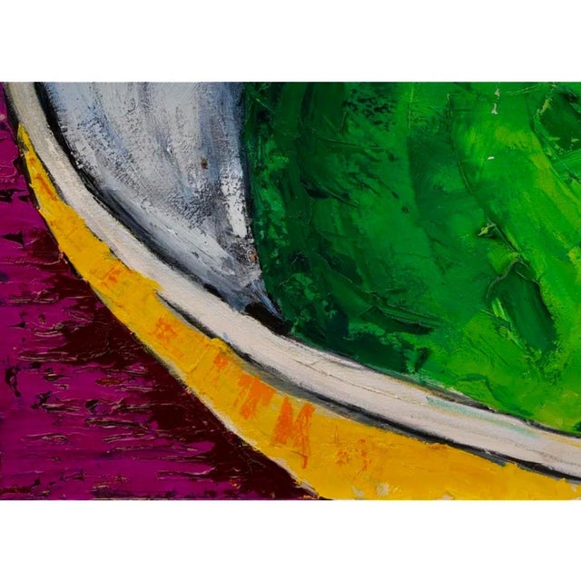 Suzanne Mears, Large Pop Art Oil Painting "Pear" Modernist Colorful Composition Suzanne Mears For Sale - Image 13 of 15