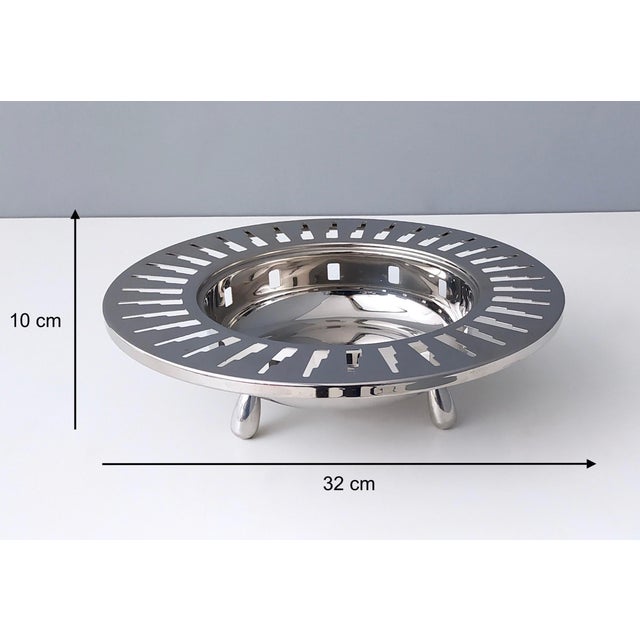 Silver Stainless Steel Cutout Skyscraper Footed Bowl from Alessi, Italy, 1990s For Sale - Image 8 of 9