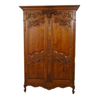 French Louis XIV Carved Bar Armoire Cabinet For Sale