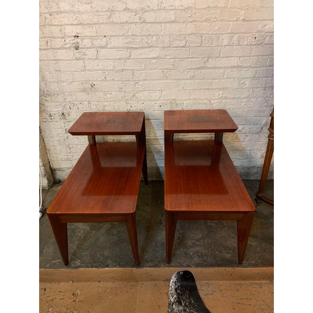 Mid Century Modern Sterling Two Tier Step Side End Tables ...