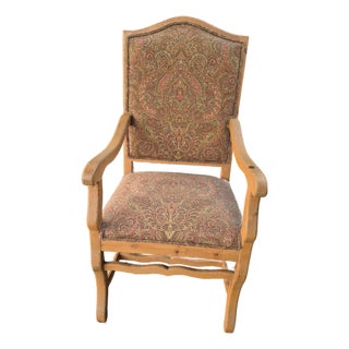 Vintage French Provincial Louis XIII-style Tapestry Accent Armchair. For Sale