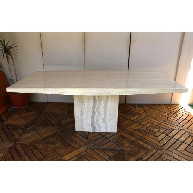Stone International 1980s Mid-Century Italian Postmodern Beige Travertine Dining Table by Stone International For Sale - Image 4 of 18