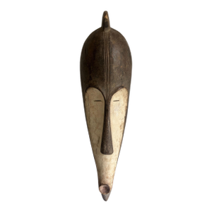 Vintage African Fang Elongated Face Wooden Mask Gabon 22" H