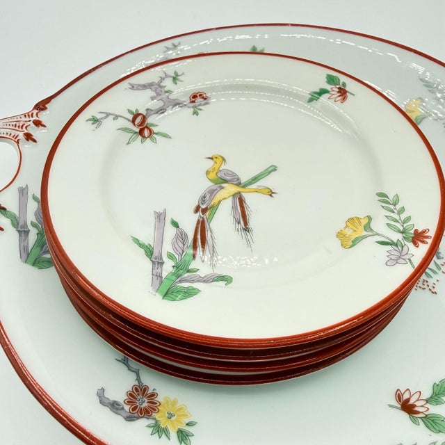 Antique J. Pouyat Limoges Porcelain Chinoiserie Dessert Service for Wanamaker, 6 Pieces For Sale - Image 9 of 12