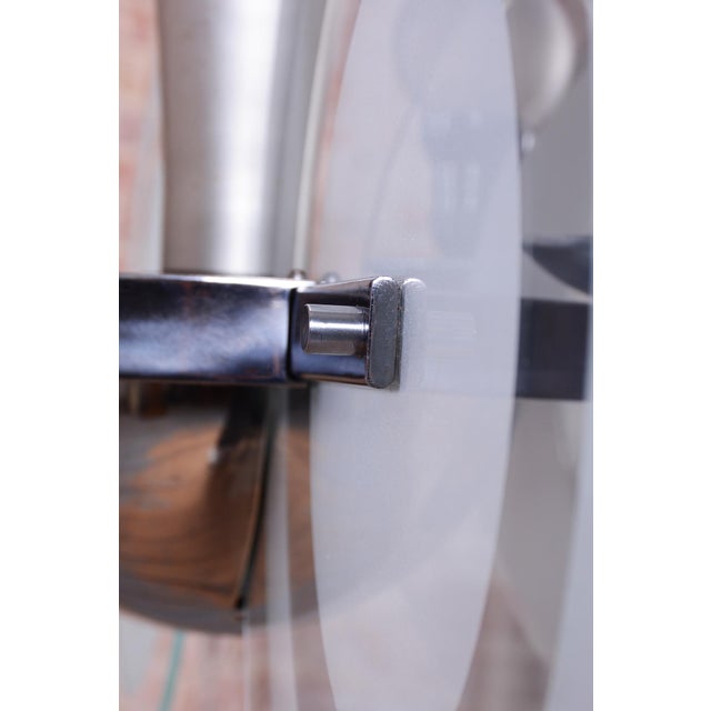 Bauhaus Chandelier in Chrome and Sandblasted Glass from F. Anýž, Czech, 1930s For Sale - Image 4 of 17