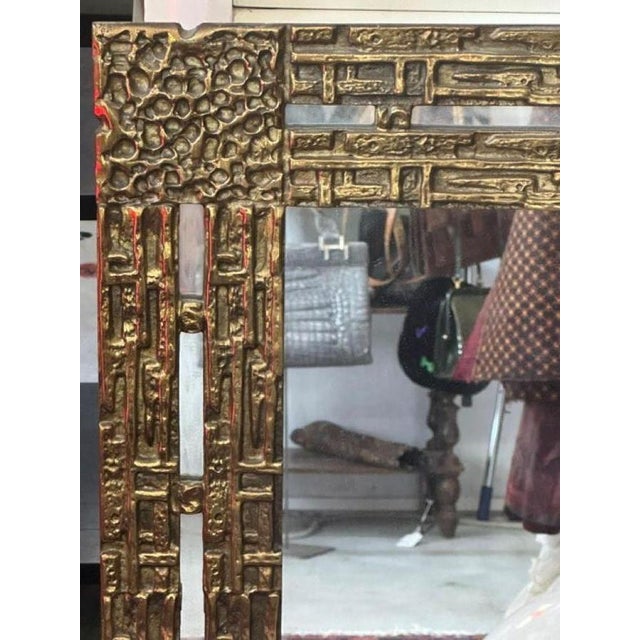 Metal Vintage Mirror with Bronze Frame, 1970s For Sale - Image 7 of 11