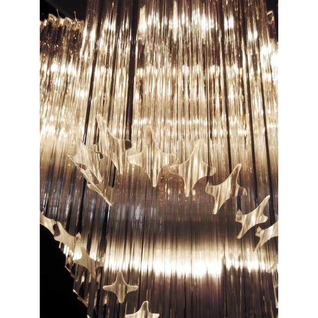 Italian Quadriedri Gold Metal Frame Murano Chandeliers, Set of 2 For Sale - Image 16 of 18