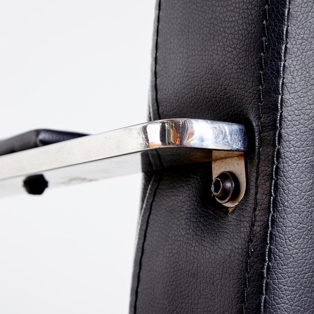 Steel Armchair with Leather Upholstery For Sale - Image 10 of 15