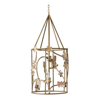 Aged Gold Sakura Floral Lantern For Sale