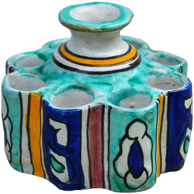 Teal Colorful Moroccan Ceramic Catchall For Sale - Image 8 of 9