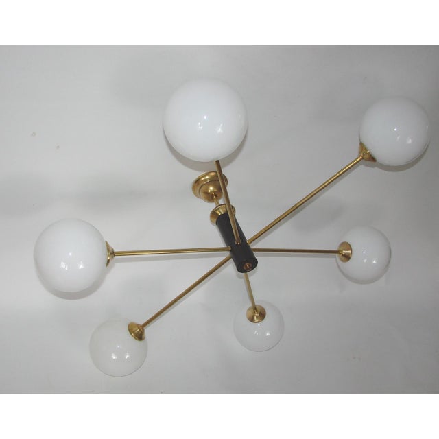 Black Vintage Chandelier in Brass, Glass and Metal by Stilnovo, 1960s For Sale - Image 8 of 9