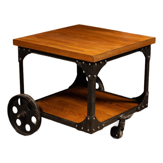 Late 20th Century Contemporary Industrial Style Steel Side Table For Sale