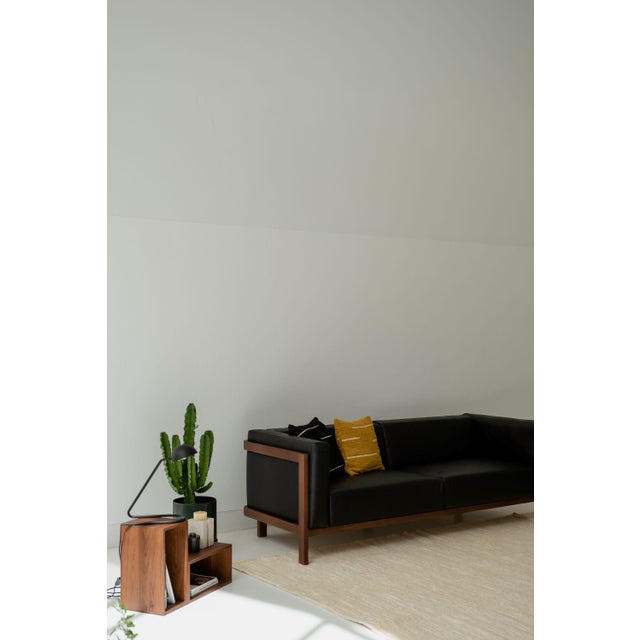 Wood LIFT Three-Seater Sofa in Oak and Black Leather Seat by Julien Renault For Sale - Image 7 of 10