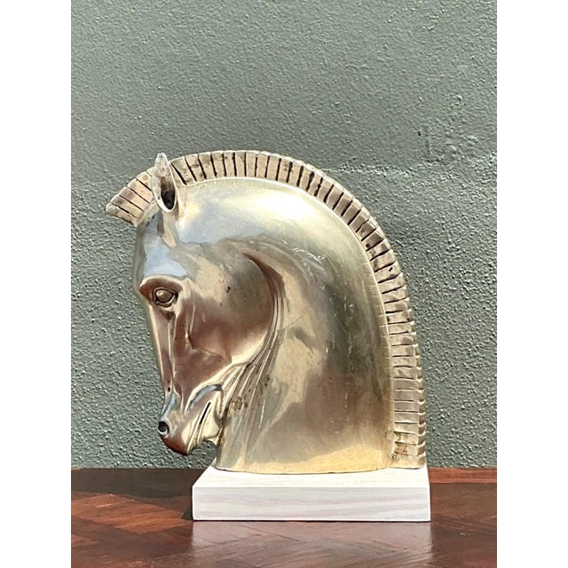Silver Vintage Horse Head Sculpture For Sale - Image 8 of 17