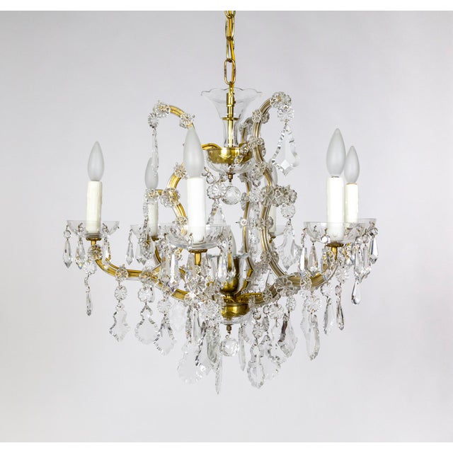 Traditional Mid 20th Century 7-Light Multi-Crystal Maria Theresa Chandelier For Sale - Image 3 of 13