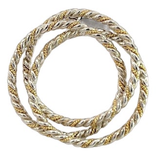 1990s Tiffany & Co Estate Triple Wreath Brooch Pin 18K Silver For Sale