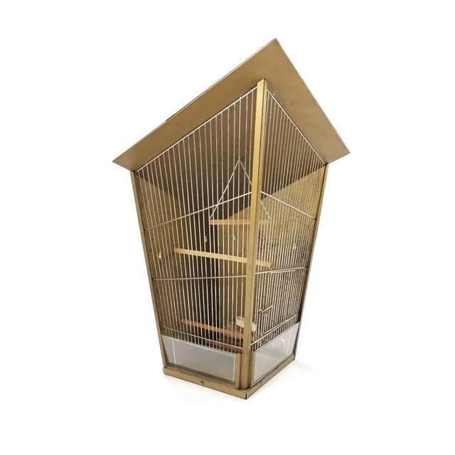Mid Century Modern Architectural Corner Mount Birdcage For Sale In Charlotte - Image 6 of 6