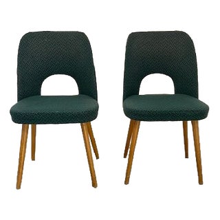 Vintage Lollypop Chairs in Green Upholstery by Antonin Suman, 1960, Set of 2 For Sale