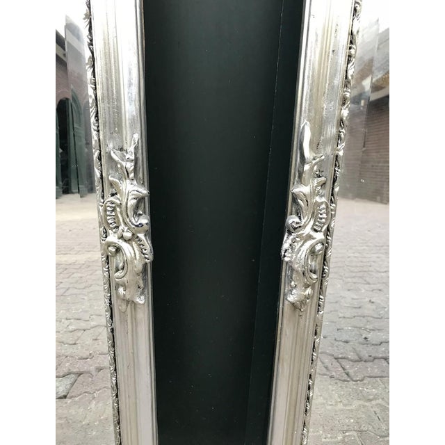 Mid-20th Italian Rococo Silver Beech Mirror Pair Full Length Floor For Sale - Image 6 of 18