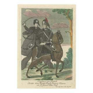 Johann Gottfried Böck, Death's Head Skull Hussars, 1750s, Engraving For Sale
