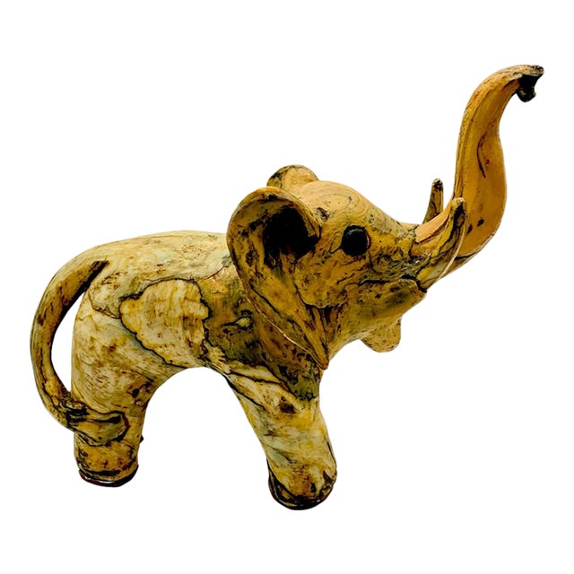 Vintage Crushed Oyster Shell Elephant Figurine For Sale