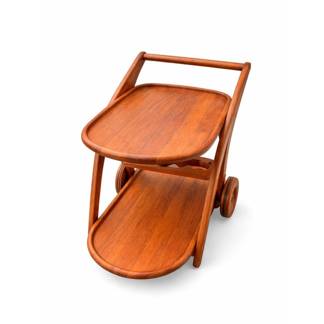 Wood Danish Teak Serving Trolley by Kjeni Merløse, 1970s For Sale - Image 7 of 7