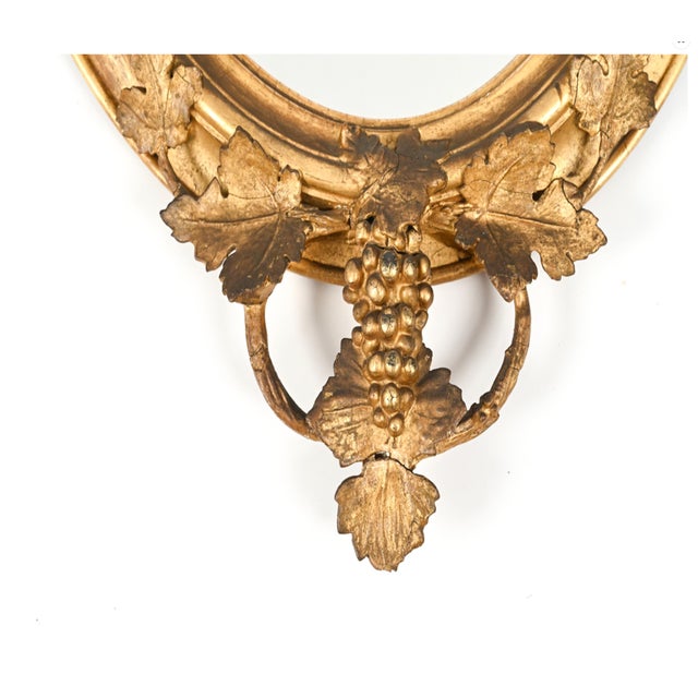 Antique Louis XVI Style Oval Gilt Wood Wall Mirror For Sale - Image 13 of 16