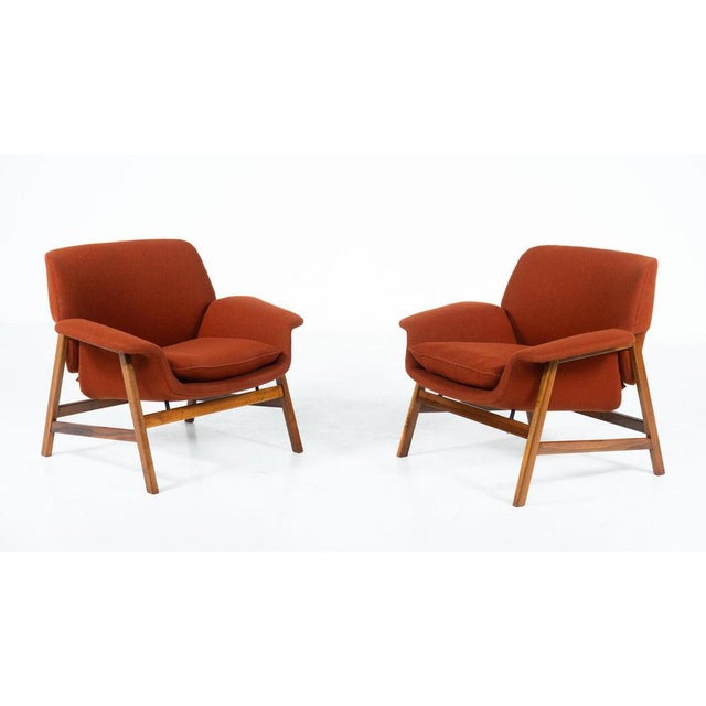 Mod. 849 Armchairs attributed to Gianfranco Frattini for Cassina, 1950s, Set of 2 For Sale - Image 3 of 15