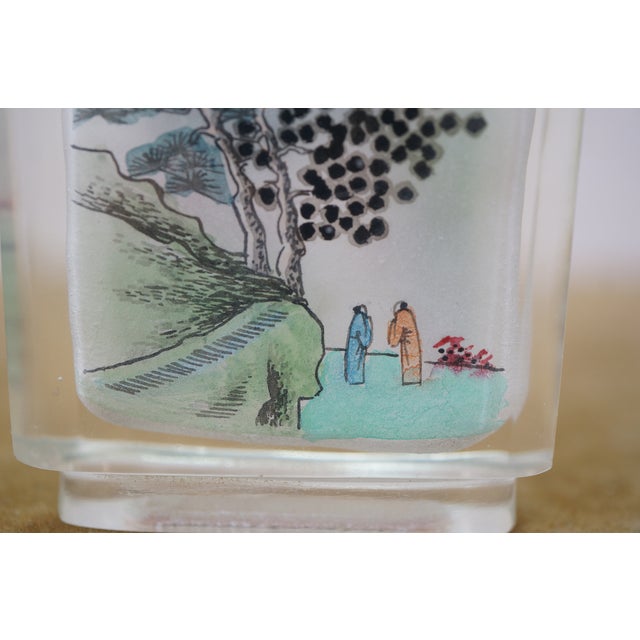 Antique Chinese Chinoiserie Reverse Painted Tobacco Snuff Bottle 3.5" For Sale - Image 15 of 16