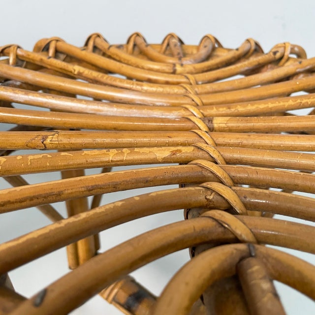 Mid-Century Modern Italian Round Stools in Rattan, 1960s, Set of 2 For Sale - Image 6 of 13