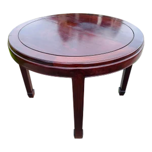 Mid-Century Vintage Solid Mahogany Handmade Asian Style Center Hall Table