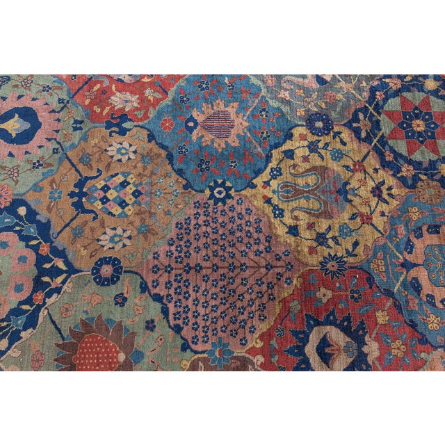 Early 20th Century Antique Colorful Botanic Indian Rug For Sale - Image 5 of 8