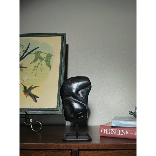 Mid 20th Century Petrified Wood Specimen on Metal Stand – Natural Stone Display – 10.5” H For Sale - Image 10 of 11