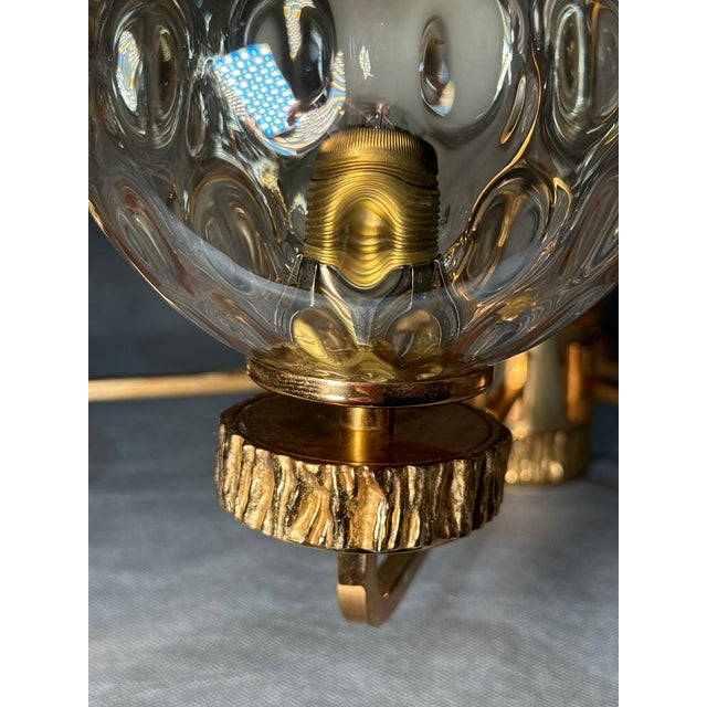 Italian 6-Glass Bowl Chandelier with Gilt Frame, 1970s For Sale - Image 4 of 16