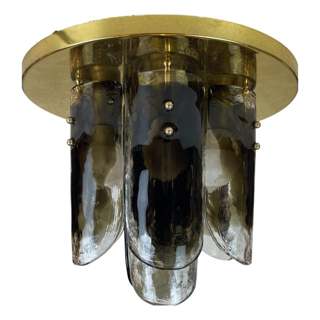 Murano and Brass Ceiling Lamp by J.T. Kalmar, Austria, 1960s For Sale