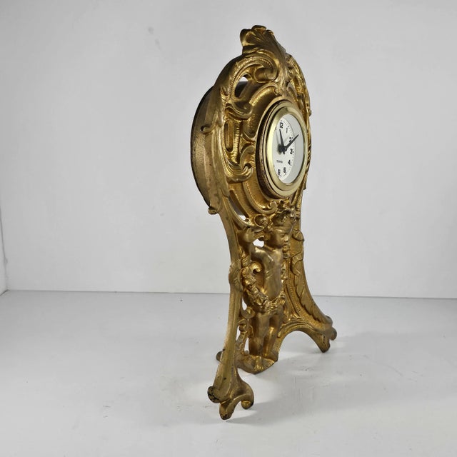 Metal Art Noveau Cherub Wind Up Clock Mercedes Germany Patented October 1906 #421 For Sale - Image 7 of 12