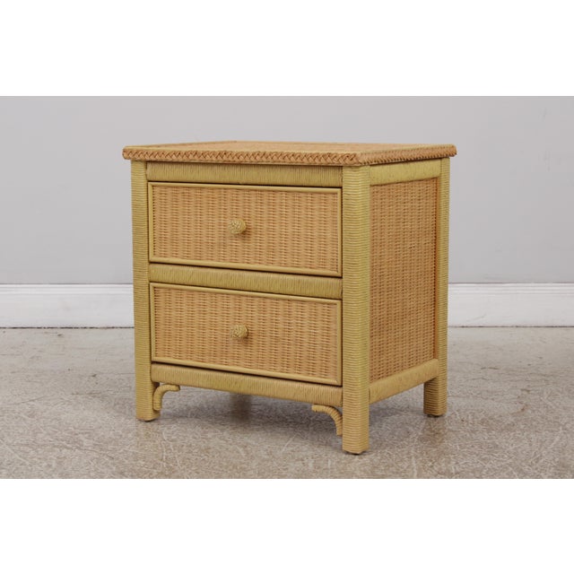 1990s Pair Lexington Henry Link Wicker Nightstands For Sale - Image 5 of 17