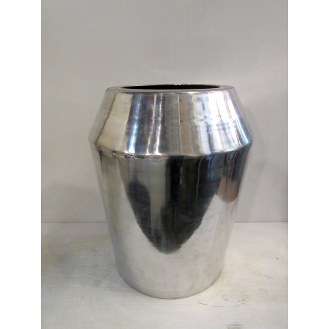 Silver Industrial Metal Vase For Sale - Image 8 of 8