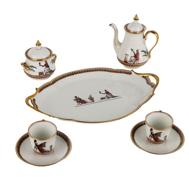Coffee Set in Ginori Porcelain 1880s, Set of 7 For Sale