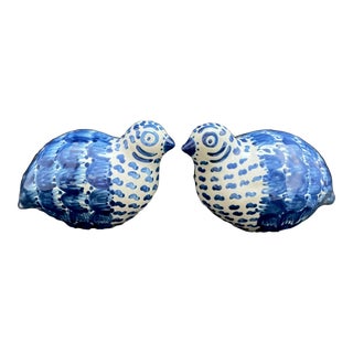 Vintage Blue & White Faience Birds - a Pair For Sale